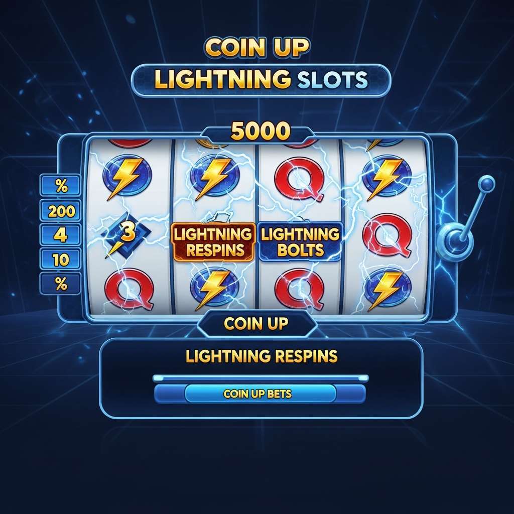 Coin Up: Lightning Casino poker game with players, dealer, cards, and chips on table